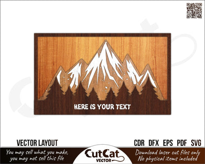 Painting "Mountains" in the form of a volumetric horizon in 5 layers. Laser and plotter cut files svg. Wall art