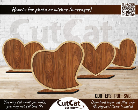 Valentine's day hearts 15 styles digital file svg. Vector files for laser cutting glowforge (svg, eps, pdf) . Layered art decor of plywood.