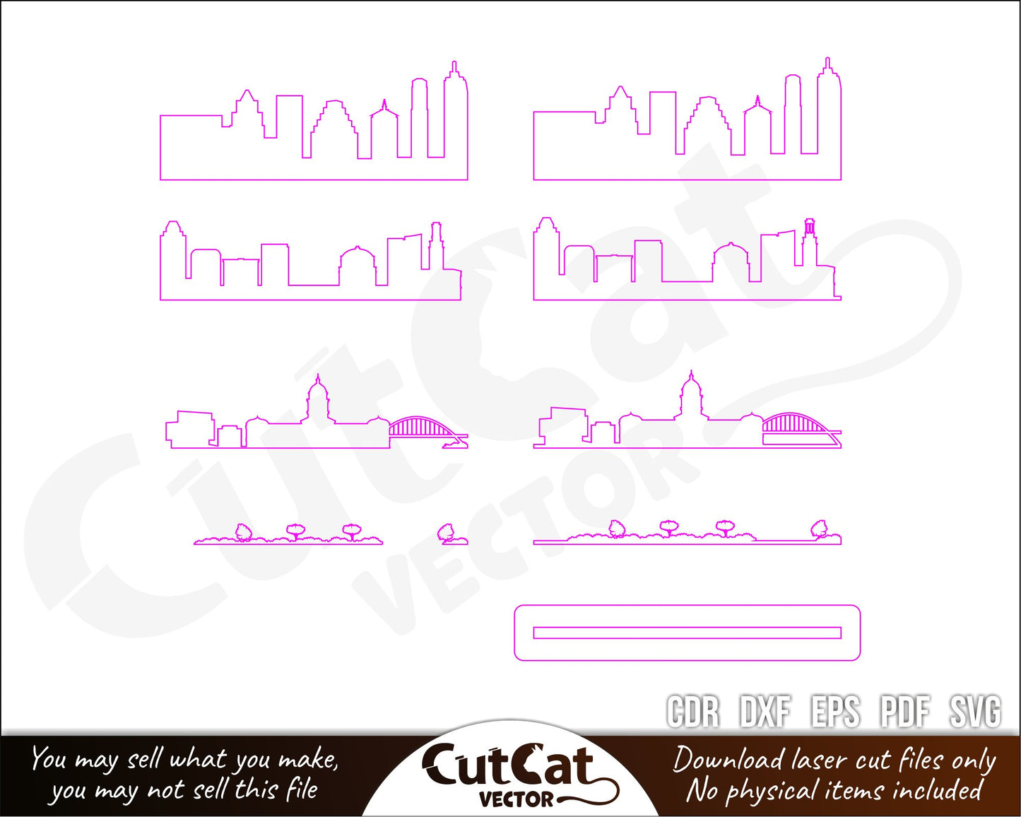 Austin Texas city skyline svg. Wall art laser engraved cut files glowforge svg. Laser engraving plotter cut files. Multilayer city 4 layers