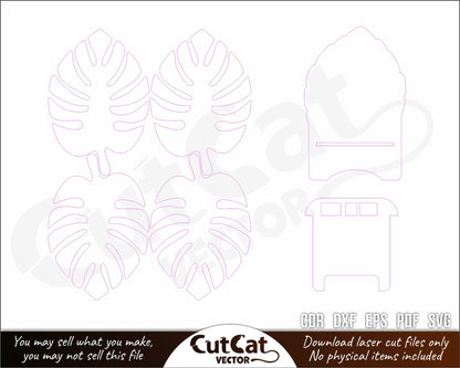 4 table coasters "Monstera leaves" for mugs