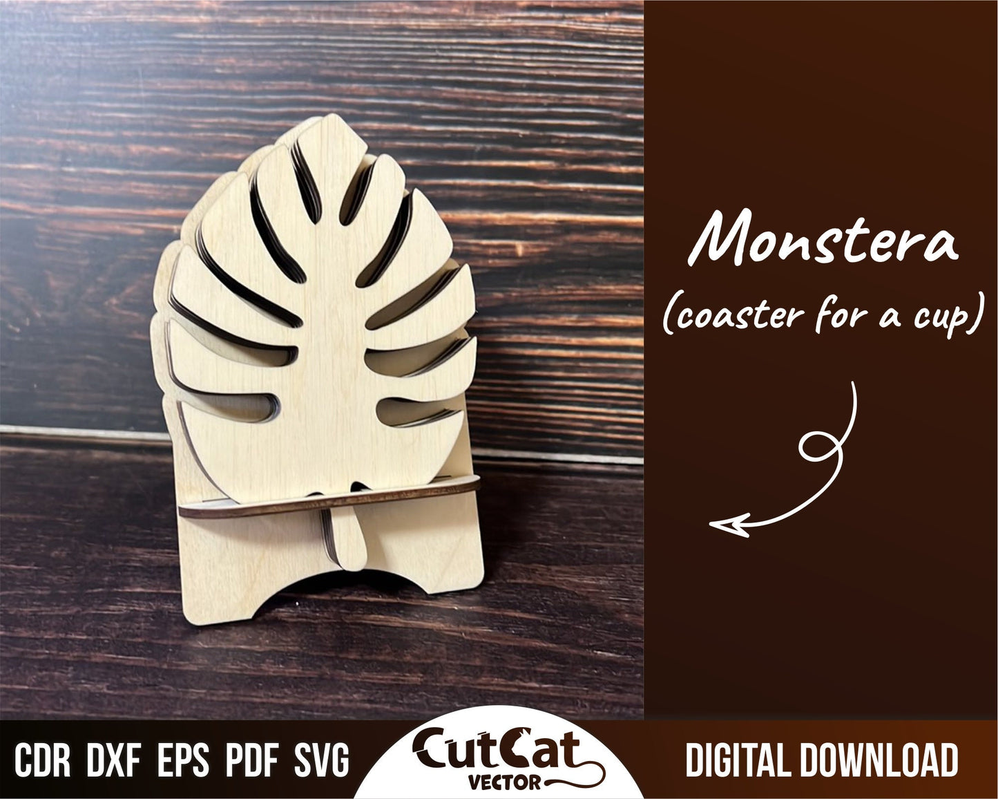 4 table coasters "Monstera leaves" for mugs