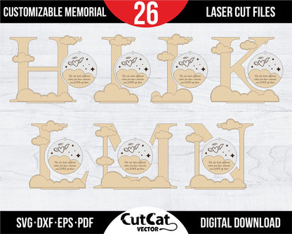 Memorial souvenir "The Sky Looks Different When You Have Someone You Love Up There". Stand Laser Cut Digital File svg glowforge. Alphabet.