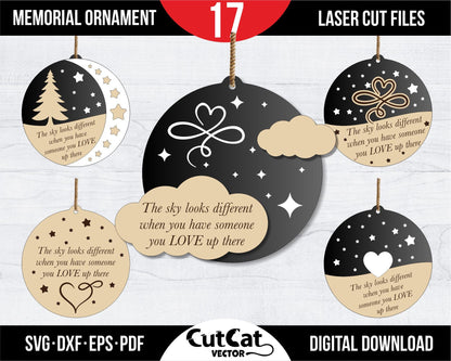 The Sky Looks Different Ornament. Memorial Ornament SVG Laser files. Glowforge svg Files. Remembrance Ornament. Laser cut files svg. Balls.