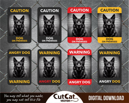 Poster Beware of dog sign, poster, sign guarded by dog, beware of angry dog, attention don't knock caution dog on premises pdf jpg png