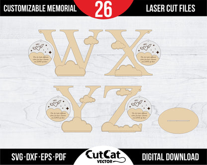 Memorial souvenir "The Sky Looks Different When You Have Someone You Love Up There". Stand Laser Cut Digital File svg glowforge. Alphabet.