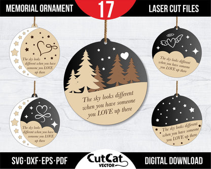 The Sky Looks Different Ornament. Memorial Ornament SVG Laser files. Glowforge svg Files. Remembrance Ornament. Laser cut files svg. Balls.