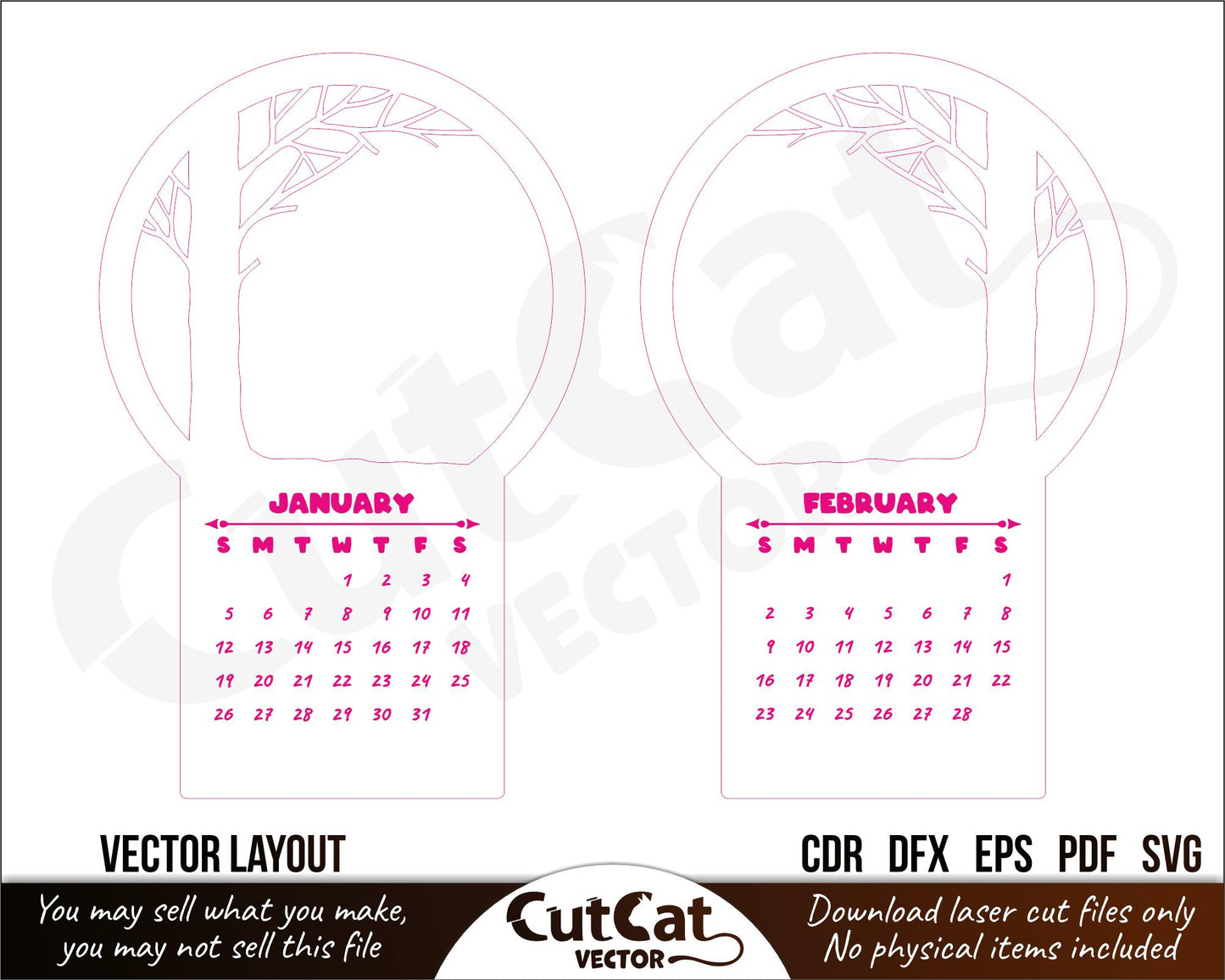 Desk calendar 2025 Laser engraved cut files glowforge svg New year 2025 gift multilayered calendar template Changing volumetric images Xtool