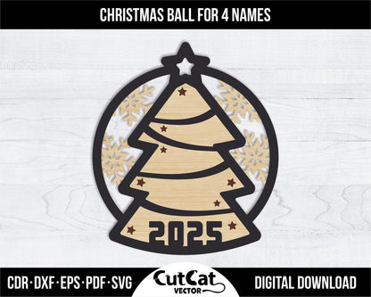 5 Personalized Christmas Balls Tree Decorations