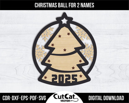 5 Personalized Christmas Balls Tree Decorations