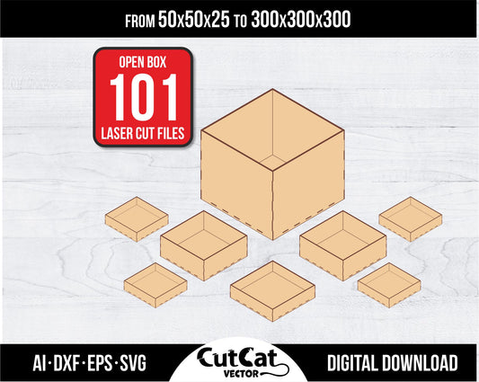 101 open boxes of different sizes