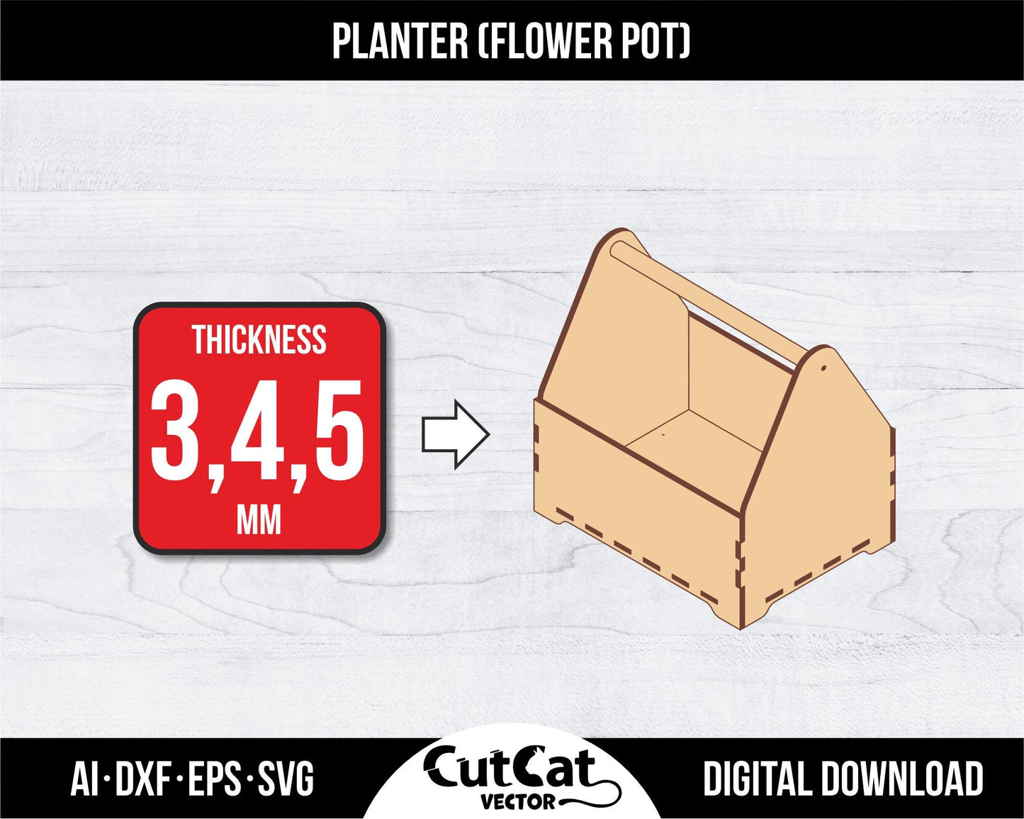 Planter Box Laser Cut Glowforge SVG Files, 9 Different Size, 3 Different Material Thickness, Laser Cutting Engraved XTool Bundle File Flower