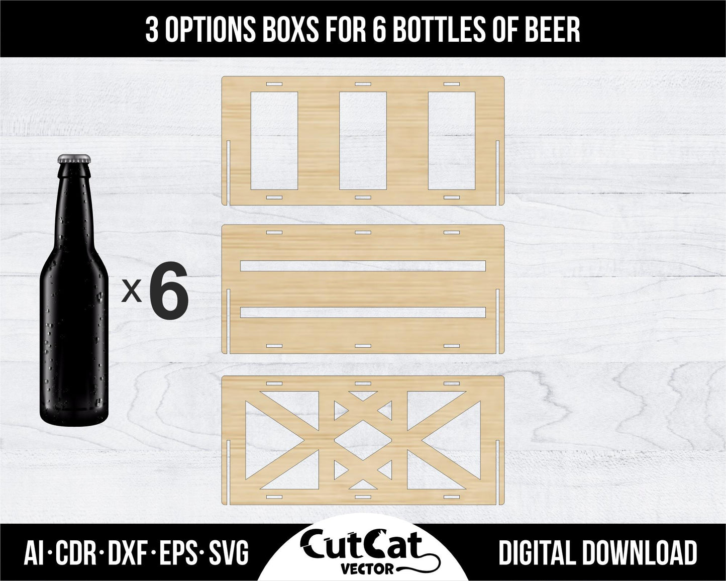 Portable box for 2-8 bottles of beer, laser engraved cut glowforge SVG files, Gift for Him, Men's Souvenir laser cut gifts engraving plywood